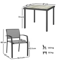 Outsunny Five-Piece Outdoor Garden Dining Set - Grey(m-3)