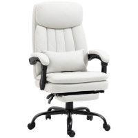Vinsetto Office Chair, Ergonomic Desk Chair with 6-Point Vibration Massage and Lumbar Heating, Computer Chair with Lumbar Support Pillow, 155° Reclining Back and Footrest, Cream White