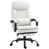 Vinsetto Office Chair, Ergonomic Desk Chair with 6-Point Vibration Massage and Lumbar Heating, Computer Chair with Lumbar Support Pillow, 155° Reclining Back and Footrest, Cream White(m-1)