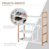 HOMCOM Sapateira multiuso com 4 níveis Máximo 11 pares com compartimento para botas altas Prateleira para sapatos Madeira maciça de pinho 68x26x78 cm Branco(m-5)