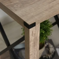 HOMCOM Mesa lateral de estilo colonial com prateleira inferior de armazenamento multifuncional Moldura em formato de X 40,5x40,5x60 cm Carvalho(m-9)