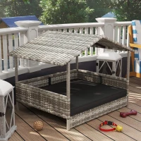 PawHut Hondenkennel Huisdierbed Hondenmand, weerbestendig, afneembaar kussen, Grijs(m-2)