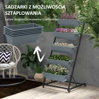 Outsunny Kwietnik na rośliny z donicami, składany, odporny na warunki atmosferyczne, 65 x 67 x 145 cm, Szary + Czarny(m-8)