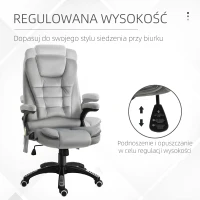 Vinsetto fotel do masażu, krzesło biurowe z funkcją masażu, krzesło do gier, fotel biurowy z regulacją wysokości, ergonomiczne krzesło obrotowe, kółka z PU, kolor szary, 67 x 74 x 107–116 cm krzesło dyrektorskie krzesło obrotowe(m-4)