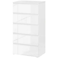 HOMCOM Komoda Sideboard z 5 szufladami, 55 cm szer x 34 cm gł x 100 cm wys, Biała(m-1)