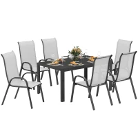 Zestaw Mebli Ogrodowych Outsunny na 6 osób z 6 Staplowalnymi Krzesłami w Kolorze Jasnoszary(m-10)