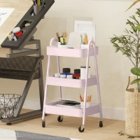 HOMCOM Three-Tier Storage Trolley - Pink(m-8)