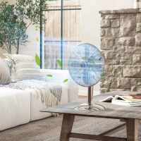 HOMCOM Three-Speed Oscillating Desk Fan - Silver-Tone(m-2)