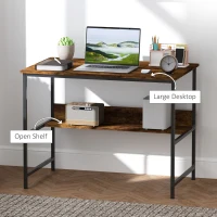 HOMCOM 2-Tier Computer Desk, 100 x 60 cm, Rustic Brown(m-4)