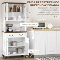 HOMCOM Szafka kuchenna z 2 szufladami, wysoki szafką z otwartą półką, szafka z witryną i funkcją Soft-Close do salonu, kuchni, 76 x 38 x 182 cm, biały(m-4)