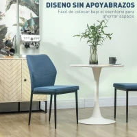 HOMCOM Conjunto de 2 Sillas de Comedor con Tapizado de Terciopelo Sintético Respaldo Curvo y Patas de Acero 45x57x86 cm Azul(m-7)