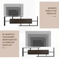 HOMCOM Mueble de Salón para TV Conjunto Muebles de TV 153,6x25x42cm y Estante de Pared 150x14,5x16,3cm Negro y Marrón(m-7)