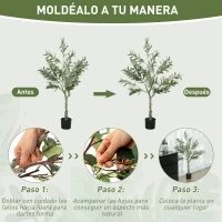 HOMCOM Planta Artificial Decorativa de 120 cm Árbol de Olivo con 450 Hojas y 20 Aceitunas en Maceta para Interior Verde(m-6)