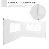 Outsunny Parois latérales de Rechange Barnum tonnelle 3 x 3 ou 3 x 6 m 2 pièces 2 Grandes fenêtres Blanc(m-5)