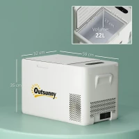 Outsunny 22 Liter Camping-Kühlschrank, Autokühlschrank, Kühlbox mit LED Anzeige, AC- und DC-Adapter, leiser Betrieb, Cremeweiß(m-3)