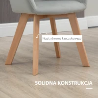 HOMCOM 2 krzesła, krzesła do jadalni, aksamit, nogi drewniane, 54 cm x 57 cm x 80 cm, Szary + Naturalne(m-6)