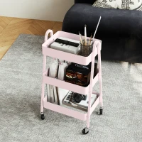 HOMCOM Three-Tier Storage Trolley - Pink(m-7)