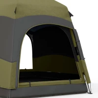 Outsunny Six Man Hexagon Camping Tent with Hang Hook and Carry Bag - Dark Green and Light Grey(m-8)