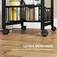 HOMCOM 4-poziomowy Wózek Kuchenny na Kółkach, Mobilny Wózek Serwisowy, Kuchenny Trolley z 4 Koszami Stalowymi(m-5)