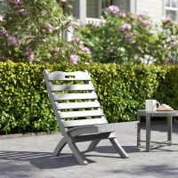 Outsunny Silla de Jardín de Madera con Listones Respaldo Inclinado y Protección Multicapa para Exterior 76x48x78 cm Gris(m-8)