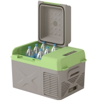 Outsunny 12 Liter Compressor Koelbox Elektrische Koelbox met Anschluss Koel- en Vriesfunctie Grijs+Groen