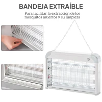 Outsunny Lámpara Anti-mosquitos Lámpara Matamoscas Eléctrica Lámpara Anti-insectos 20W Área 60m² Seguro y Eficaz con Luz UV para Exterior e interior(m-5)