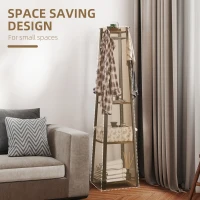 HOMCOM Compact Freestanding Coat Rack -  Black/Brown(m-5)