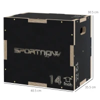 SPORTNOW Box Jump Pliometrico a 3 Altezze in Legno Antiscivolo, 41-36-31cm, Nero(m-3)
