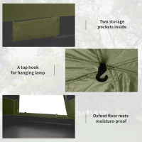 Outsunny Six Man Hexagon Camping Tent with Hang Hook and Carry Bag - Dark Green and Light Grey(m-6)