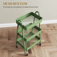 HOMCOM Three-Tier Storage Trolley - Green(m-6)