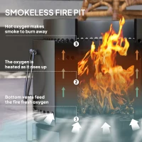 Outsunny Smokeless Fire Pit with Ash Catcher, 37cm Portable Wood Burning Firepit with Poker for Garden Camping Bonfire Party, Metal, Dark Grey(m-4)