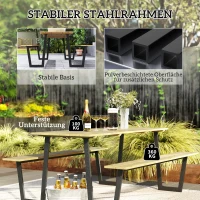 Outsunny 3-Delige Biertafelset Hout met Parasolgat, Biertafel 2 x Bierbank 175 x 148 x 78 cm Natuurhout(m-7)