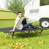 Outsunny Opklapbaar Veldbed Campingbed met Draagtas 200 x 100 x 36 cm tot 120 kg Extra Breed Zwart(m-10)