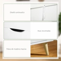 HOMCOM Cómoda con 6 Cajones Cajonera para Dormitorio Salón Estudio Estilo Moderno 120x40x76 cm Blanco(m-6)