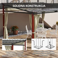 Outsunny Pergola 3,5 x 3 m z bocznymi ścianami, wiatroszczelne zadaszenie tarasu, regulowane wysokośći, dach z możliwością rozsuwania, do ogrodu i tarasu, kolor beżowy(m-7)