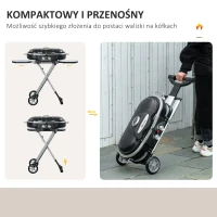 Outsunny Grill gazowy Grillwagen Składany z 2 palnikami, rusztem do grillowania, bocznym blatem, kółkami, 2,34 kW, do ogrodu, balkonu, tarasu, stal nierdzewna, czarny+srebrny, 100 x 41,6 x 82,5 cm(m-6)