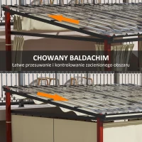 Outsunny Pergola 3,5 x 3 m z bocznymi ścianami, wiatroszczelne zadaszenie tarasu, regulowane wysokośći, dach z możliwością rozsuwania, do ogrodu i tarasu, kolor beżowy(m-4)