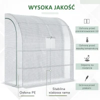 Outsunny szklarnia foliowa, szklarnia z 2 drzwiami, uprawa roślin, ochrona UV, biała(m-4)