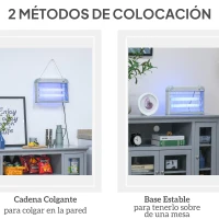 Outsunny Lámpara Anti-mosquitos Lámpara Matamoscas Eléctrica Lámpara Anti-insectos 20W Área 60m² Seguro y Eficaz con Luz UV para Exterior e interior(m-6)