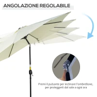 Outsunny Ombrellone da Giardino Inclinabile a 8 Stecche con Manovella, in Metallo e Poliestere, Ø295x250 cm, Beige(m-4)