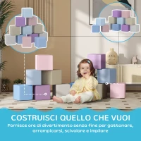 HOMCOM Set 12 Cubi Giocattolo Morbidi per Bambini 12-36 Mesi in PU ed EPE, 20x20x20 cm, Multicolore(m-5)