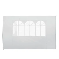 Outsunny Parois latérales de Rechange Barnum tonnelle 3 x 3 ou 3 x 6 m 2 pièces 2 Grandes fenêtres Blanc(m-7)