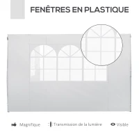 Outsunny Parois latérales de Rechange Barnum tonnelle 3 x 3 ou 3 x 6 m 2 pièces 2 Grandes fenêtres Blanc(m-6)