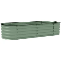 Outsunny Galvanised Raised Garden Bed, Metal Planter Box with Safety Edging, for Flowers, Herbs, Succulents, Green(m-12)