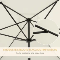 Outsunny Ombrellone 2x3 m Rettangolare, in Alluminio Metallo e Poliestere con Angolo Regolabile, Bianco Crema e Nero(m-7)