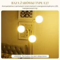 HOMCOM Nowoczesna Lampa Stojąca z 3 Abażurami, z Włącznikiem Nożnym, do Salonu, Sypialni, 3 x Oprawka E27, Złoty Kolor(m-6)