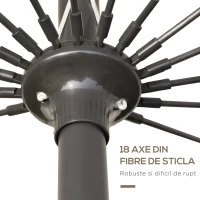 Outsunny Umbrela de Gradina sau Terasa cu manivela Ф255cm Reglabila, Crem Alb(m-7)