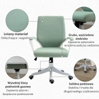 Vinsetto Krzesło biurowe krzesło obrotowe z regulacją wysokości grubo wyściełane poliester kolor zielony + biały(m-7)