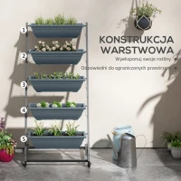 Outsunny Kwietnik na rośliny z donicami, składany, odporny na warunki atmosferyczne, 65 x 67 x 145 cm, Szary + Czarny(m-4)