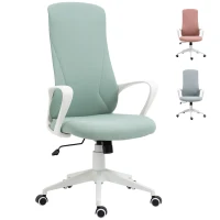 Vinsetto Silla de Oficina Giratoria Altura Ajustable con Reposabrazos Función de Basculante Respaldo Alto 62x56x110-119,5cm Verde(m-10)